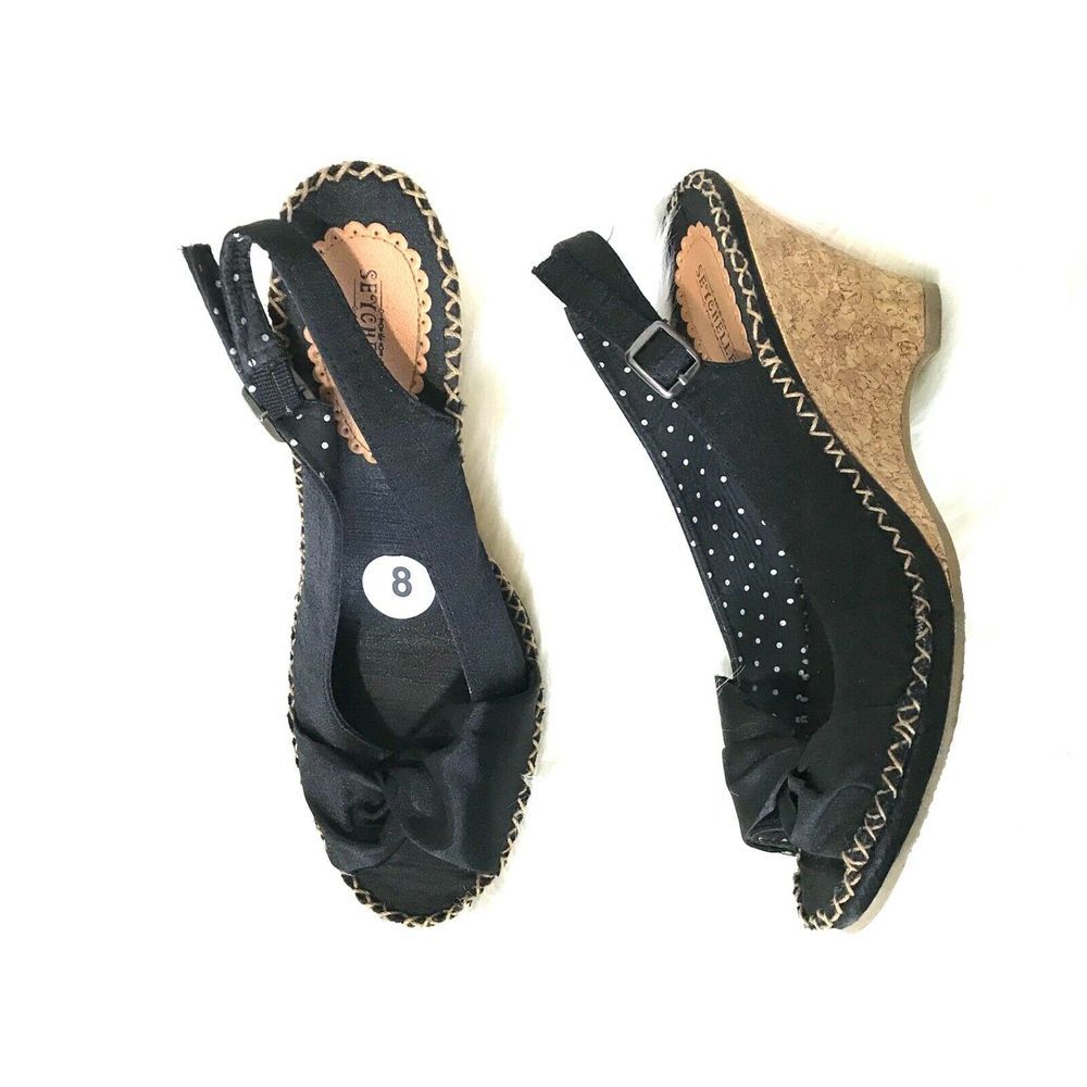 Seychelles Women Singapore Peep Toe Wedges Black 8